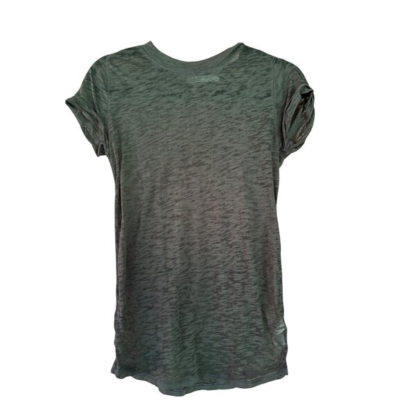 We The Free Olive Sheer Short Sleeve Crewneck T-Shirt Medium Womens Casual Wear - Picture 1 of 10